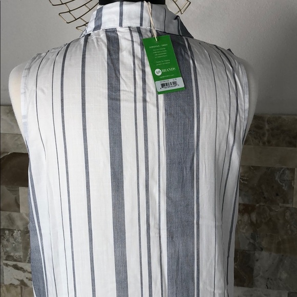 Eco+Carmen striped front tie button down shirt - Picture 6 of 8